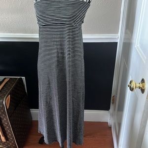Roxy Strapless Maxi Dress. Medium.Navy Blue and White Stripes.